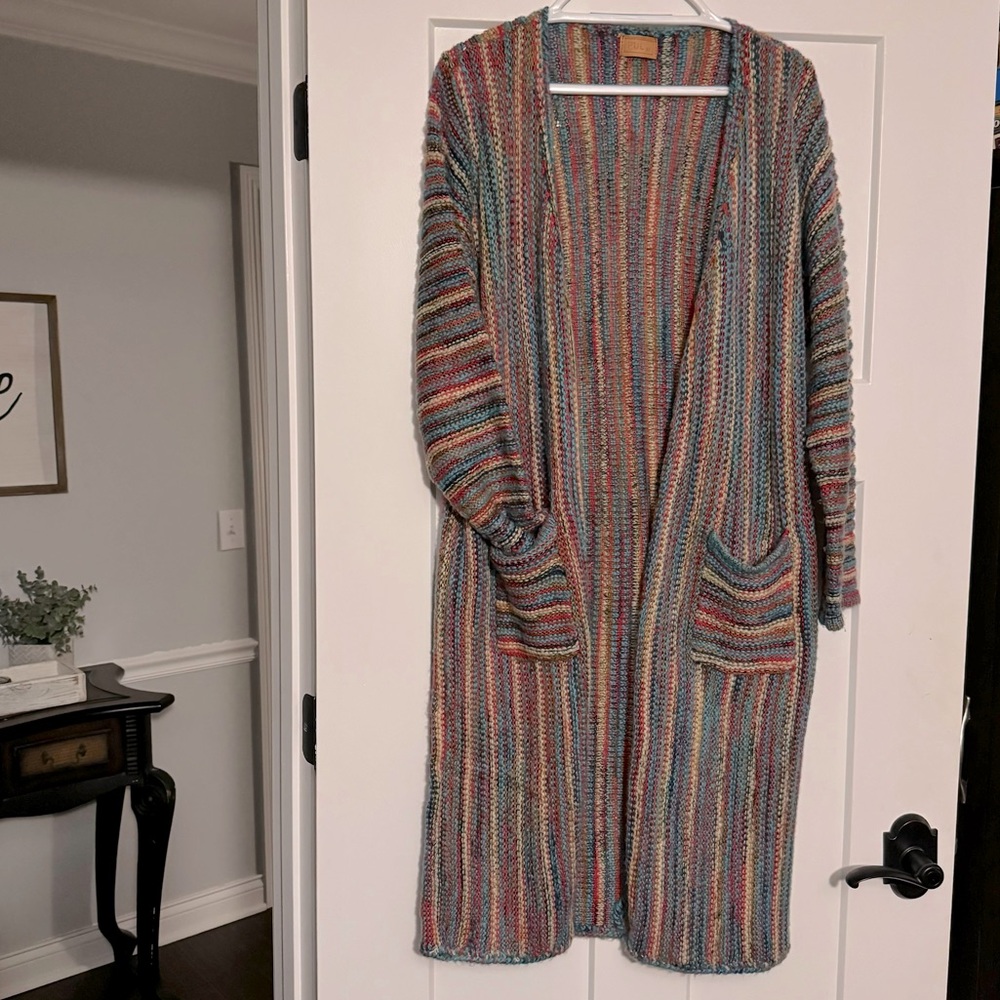 POL Teal multicolor cardi
